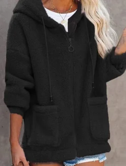 Clearance Women's Zip Up Hoodie Sweatshirt Casual Street Dailywear Hoodie Patchwork Long Sleeve Black Pink Blue Fall Winter Women Hoodies & Sweatshirts